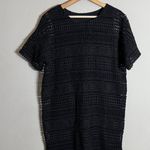 Vince Short Sleeve Crochet Lace Overlay Mini Shift Dress Womens 6 Black Designer Photo 0