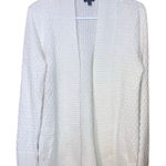 Talbots Cream Diamond Knit Patterned Open Front Cardigan Lambswool Blend Medium Photo 0