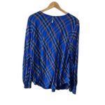 Talbots Royal Blue Plaid Lightweight Long Sleeve Top Women's Size 2X Photo 3