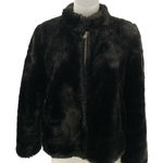 ZARA  Women's Black Faux Fur Shearling Long Sleeve High Neck Zip Up Coat Jacket S Photo 0