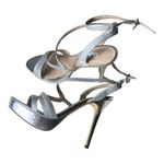 Nina  New York Silver Shimmer Strappy Heels Sandals Size 7.5M Photo 4