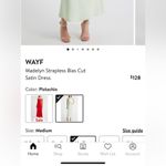 WAYF Madelyn Strapless Bias Cut Satin Dress in color Pistachio Photo 3