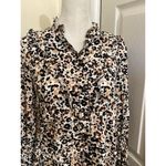 Maeve  Leopard Katia Ruffled Button Down Shirt Blouse Long Sleeve 4P Photo 1