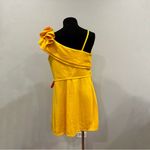 Mac Duggal Ieena for  55286 Lemon Yellow One Shoulder Ruffle Mini Dress Size 12 Photo 4