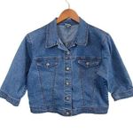 Premium Y2K PAZZO Crop Jean Denim Button Down Jacket Small 3/4 Sleeve Vintage Photo 0