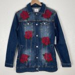 LuLaRoe Jaxon Floral Rose Embroidered Denim Jean Jacket NWT Size Small Photo 0