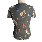 Maurice's Black Checkered Wrap Top Medium Floral Ruffle Peplum Puff Sleeve Photo 3