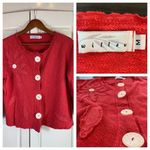 Willow Sweater Medium Pink Knit Cardigan Art to Wear Boutique Embellished Floral Photo 1