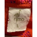 Nimo With Love Floral Eyelet Cotton Mandarin Collar Long Sleeve Blouse Top Large Orange Photo 3