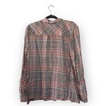 J. Jill Pink Houndstooth Tweed Ruffle Front Button Down Shirt Women’s Size Large Photo 1