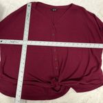 a.n.a . Waffle Knit Long Sleeve Button Front Tie Bottom Shirt Large oversized Photo 7