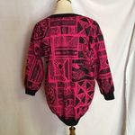 Vintage 80s bright pink op art sweat shirt Size M Photo 6