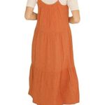 Very J  | Small | 100% Cotton Yellow Tiered Gauzy Shoulder Tie Midi Sundress Photo 8