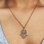 Gold Hamsa Hand Boho Necklace Photo 0