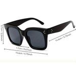 Large Cat Eye Fashion Sunglasses with Silver Accents Black Photo 7