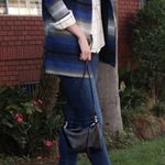 Old Navy Blue/Gray/White Striped Collarless Blanket Coat Blazer Lined Size S Photo 13