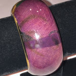 Vintage Lucite Floral Chunky Retro Boho Bangle Bracelet Purple Photo 4