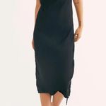 Free People  Womens Dress in Black Size Small Ruche Detail Silky Sexy Photo 0