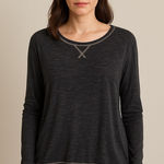 Anthropologie Felina Charcoal Long Sleeve Sweater Lightweight Top Grey Small Photo 0