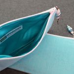 Set of 2 Blue Lace Stripe Zippered Clutch Makeup Bag Travel Kit NEW with tags White Photo 2