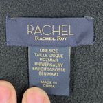 Rachel Roy Fleece Reversible Poncho Black & Ivory Leopard/Solid Black Photo 8