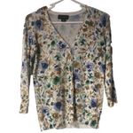 Covington  Womens Button Front 3/4 Sleeve‎ Floral Print Ivory Boho Cardigan PM Photo 0