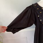 World Market Black Neutral Cotton Eyelet Lace V Neck Chuimui Balloon Sleeve Sz M Size M Photo 4