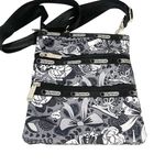 LeSportsac  Black White Grey Floral Print Nylon Multi Zip Crossbody Bag Photo 0