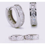 Boutique NEW White Gold Plated .925 Simulated Diamond Huggie Hoop Earrings, Unisex 10mm‎ Photo 6