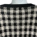 Vintage Black White Check Wide Stitch Rainbow Detail Crew Neck Sweater size S Photo 5