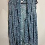 Wintersilks 100% Silk Sleeveless Kimono Topper Vest 2x/3x Light Blue Floral Photo 0