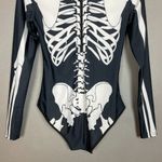 Skeleton Bodysuit Halloween Costume Small / Medium Women Long Sleeves Bones Black Photo 3