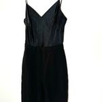 Black Halo Women's Silk Black Top Skinny Fitted Pockets Jumpsuit Size 2 Photo 5