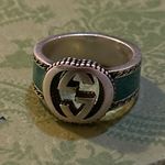 Gucci Interlocking G Turquoise Enamel Ring 14mm AG925 Photo 4