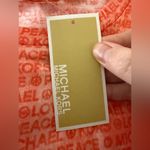 Michael Kors  Love Peace MK T-Shirt Button Shoulder Detail Grapefruit NWT Large Photo 5