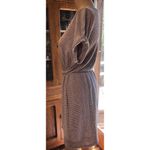 Caution to the Wind Brown White Striped Short Sleeve Belted Dress Large Photo 3