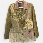 Vintage Boho Chic Patchwork Tapestry Work Coat Large Effortless Artsy Large Gold Photo 6