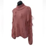 Rachel Parcell  Ostrich Feather Trimmed Mock Neck Sweater Size XS Pink Photo 6