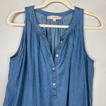 Loft  Chambray Denim Drop Waist Popover Cotton Blend Tank Dress Size Medium Photo 2