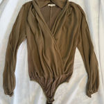 Wishlist  Boutique Brand Tan Open Sleeve Sheer Bodysuit Large Photo 0