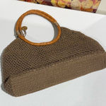 The Sak  Crochet Braided Leather Handle Hi I Satchel Tote Shoulder Bag Brown Photo 0