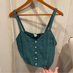American Eagle Cute  evergreen eyelet faux button front crop top Photo 3