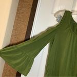 Heart & Hips  Green Cold Shoulder Bell Sleeve Ruffle Hem Blouse M Photo 4