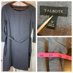 Talbots  Ponte Belted Knit Dress Womens 12 Preppy Office‎ Church Basic Retro Gray Photo 1