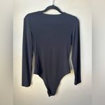 Leith  Black Long Sleeve V-Neck Bodysuit Top With Snap Crotch Women's Size Medium Photo 4