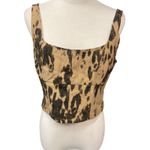 Banana Republic Factory Leopard Print Linen-Blend Cropped Bustier Top Size 10 Photo 1