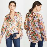 Alice + Olivia  Women’s Silk Blend Sheila Blouse Top V-Neck Orchid Multicolor S Photo 1