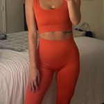 JoyLab Red-Orange  Ribbed Seamless Workout Set Photo 0