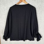Vince Camuto  Womens Small Blouse Top Black Puffy Sleeves Shirt Lightweight VNeck Photo 3
