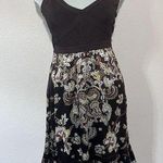 Bebe Disco Dress 70’s Retro Silk Sz M Bandage Knit Top Sleeveless Ruffle Paisley Photo 0